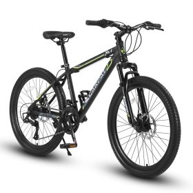 A26207 26 Inch Steel Frame Shock Fork Plus Shock Absorber 21-speed Unisex Mountain Bike (Option: BLUEBLACK)