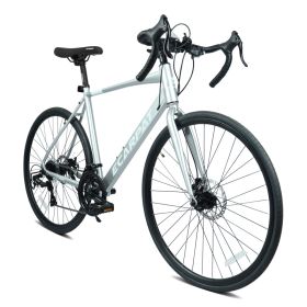 A28320R 700Cx28 Road Bike, Lightweight Aluminum Frame, Disc Brakes, 16-Speed, Fast Acceleration, Suitable For Men And Women, Ideal For High-Inten (Option: SILVER)